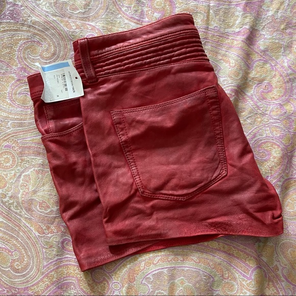 IRO red lamb leather shorts size 38 (6 US) - Picture 6 of 12